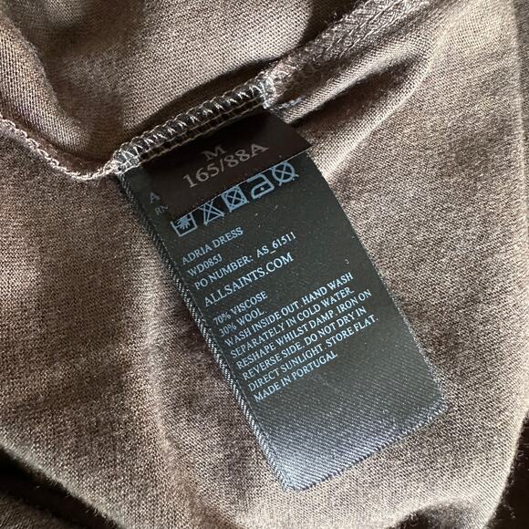 AllSaints Adria Midi Dress in Wren Brown NEW Size Medium - Picture 9 of 12